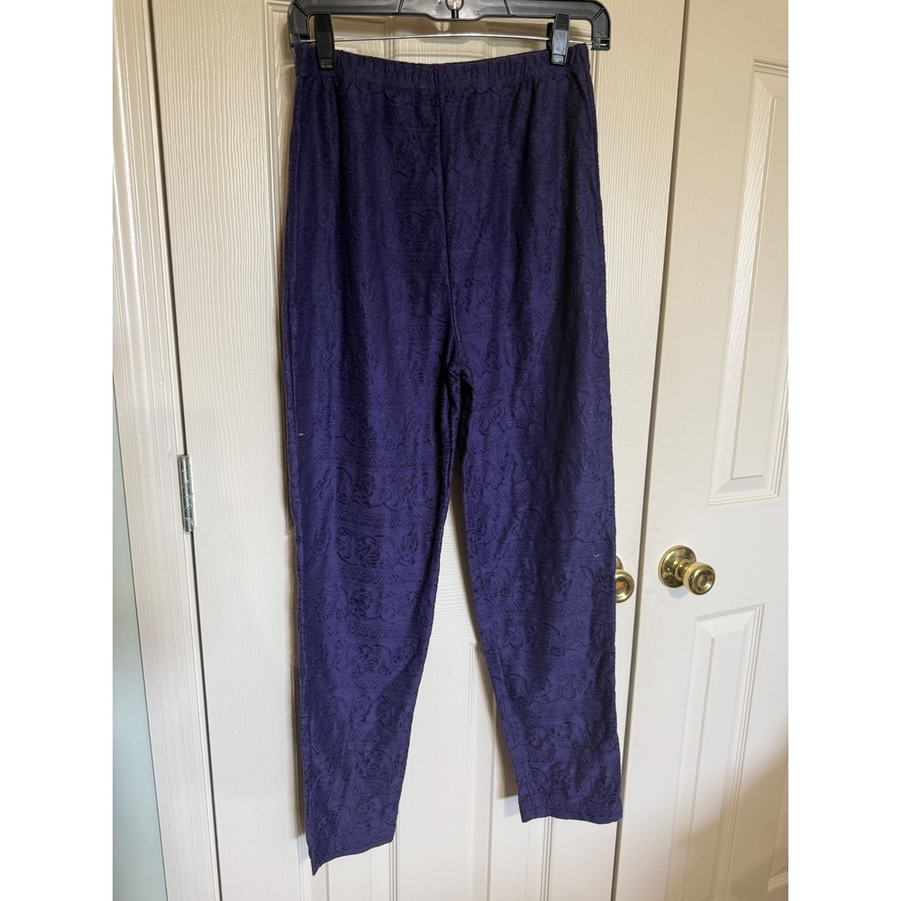 Vintage New York News Womens Purple Textured Knit Pants  L‎